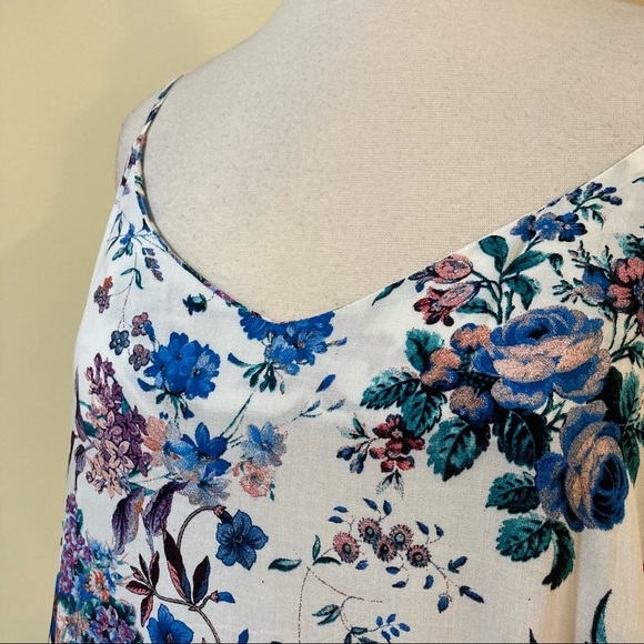 Floral Print V Neck Spaghetti Strap Bubble Maxi Dress with Pockets - Picture 5 of 5